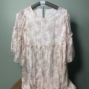 Sugarlips Cream and Pink Floral Casual Dress